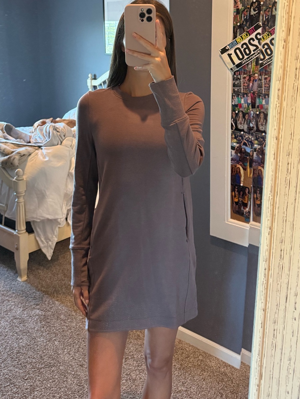 Athleta Mauve Long Sleeve Mini Dress